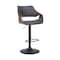 Armen Living Aspen Adjustable Swivel Gray Faux Leather and Walnut Wood Bar Stool with Black Base LCASBAWABLGR - alternate 1
